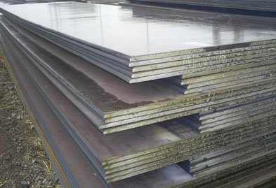 Steel plates and sheets in warehouse